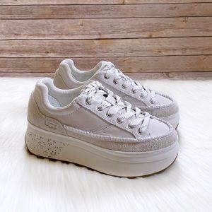 UGG Women’s Marin Lace Platform White Leather Sneakers